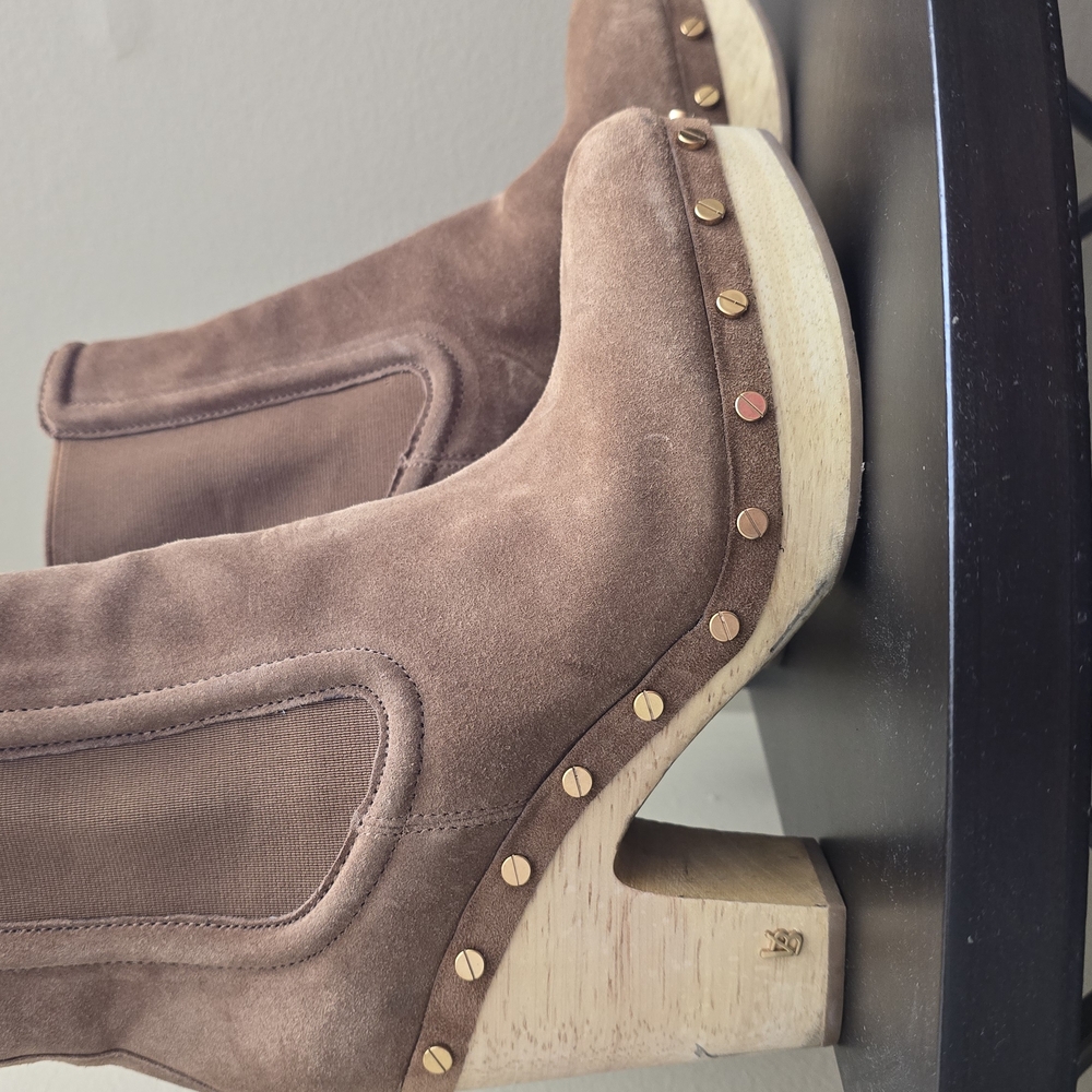Veronica Beard Deckler Clog Brown Suede Studded Ankle Boots SOLD OUT‼️